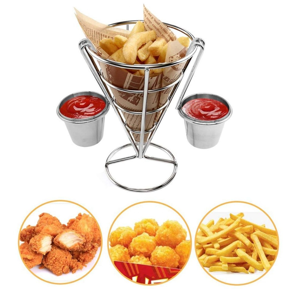 Petisqueira com Suporte para Molhos Cone Inox 