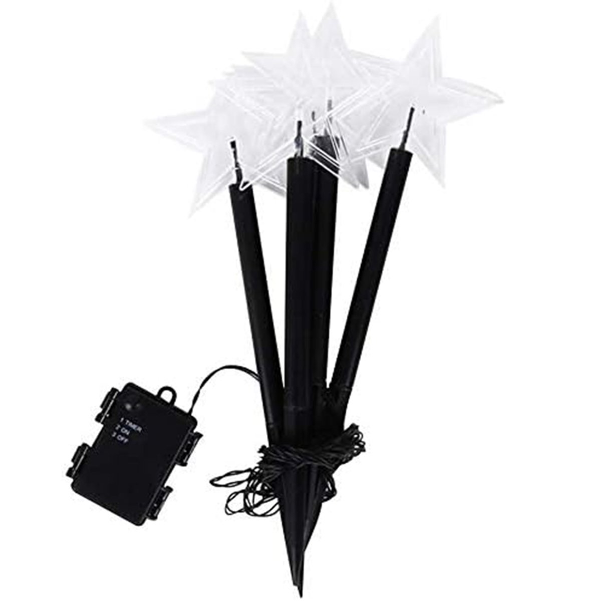 Pisca 5 Estrela LEDs Solar Amarelo Jardim Noel Natal De 2,5M