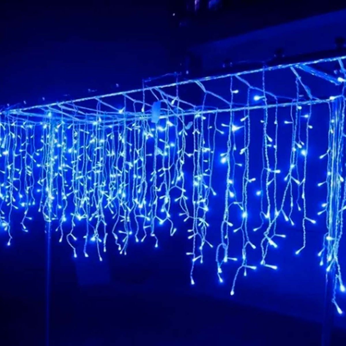 Pisca Cascata 320 LEDs Azul Natal Fio Branco De 3x2M E 220v