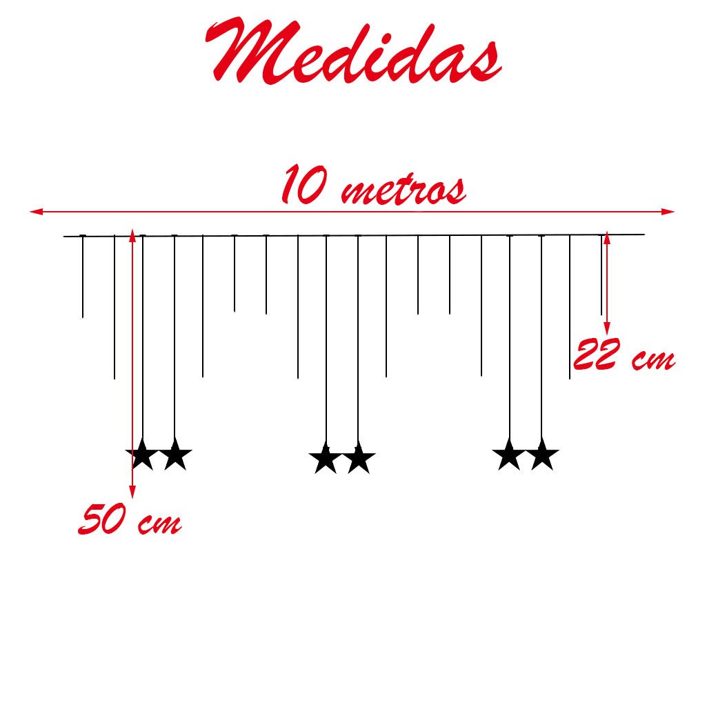 Pisca Cascata 405 LED Estrela Luz Branca 10 Metros 220v
