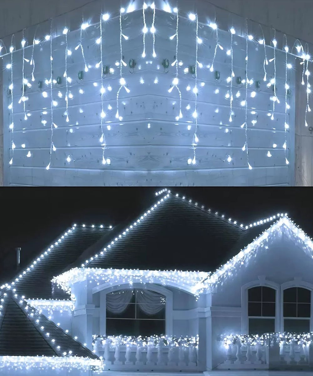 Pisca Cascata Branco 288 Lâmpadas Leds De 220v 8 Funções 4M