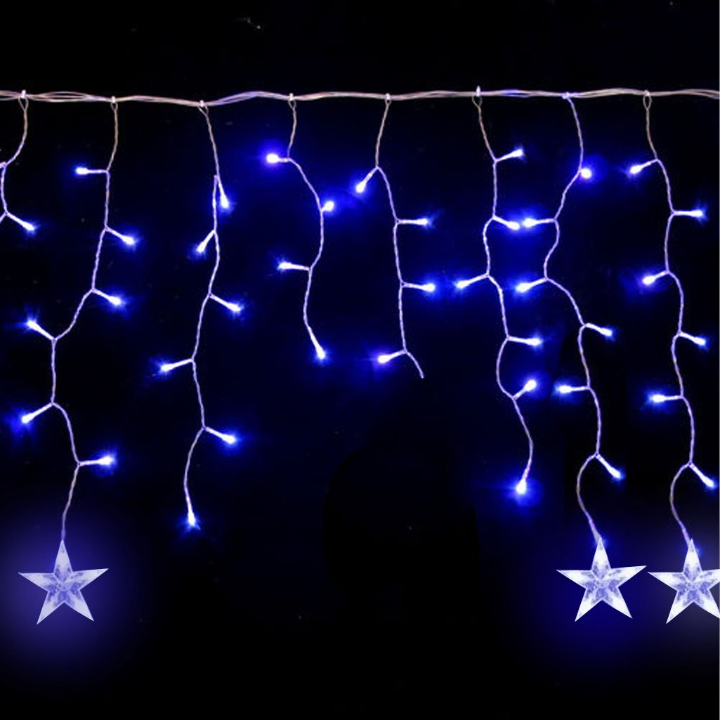 Pisca Cascata Cordão De Luz Estrela Led Azul 6 Metros 220v
