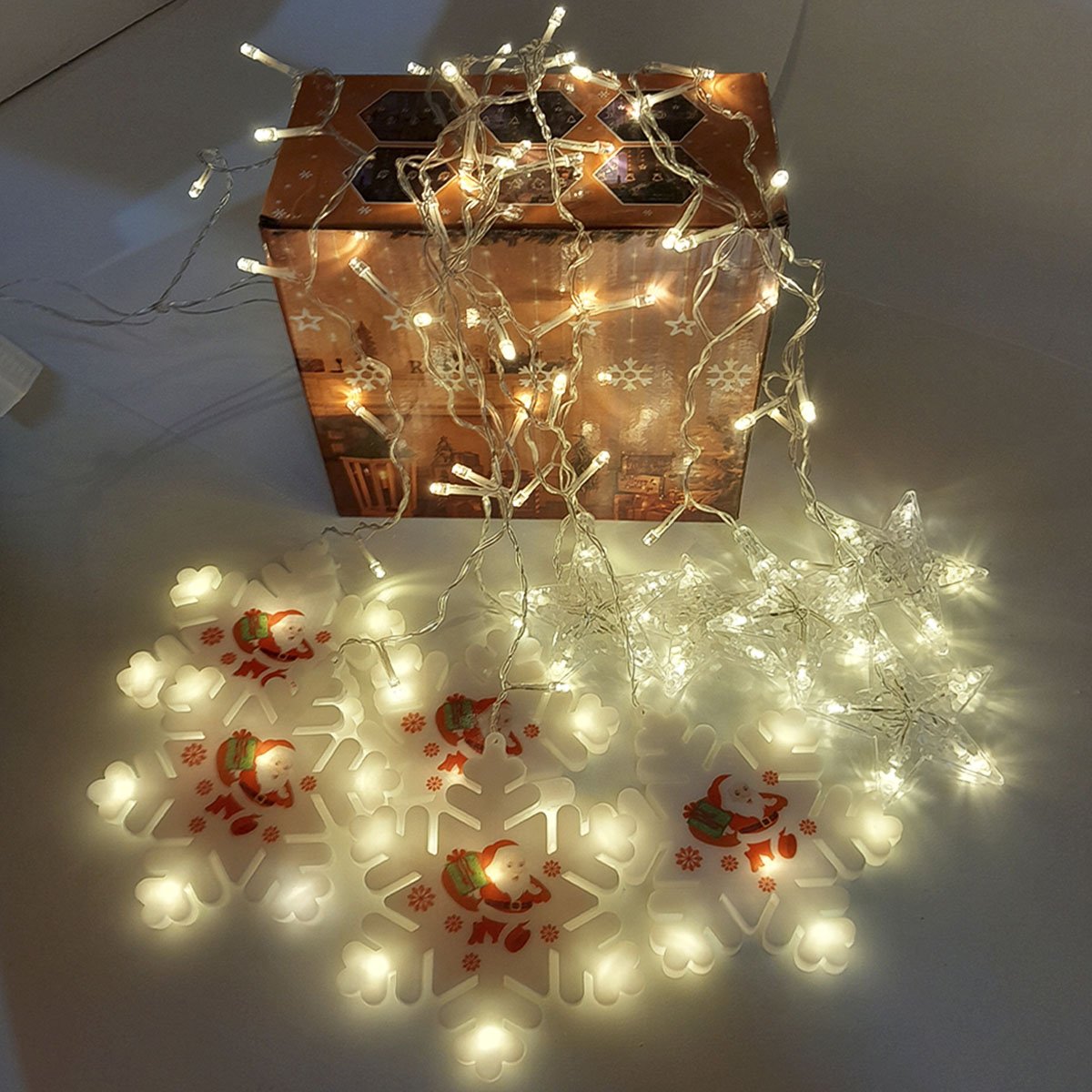 Pisca Cascata Flocos Natal 80 Lâmpadas LEDs Amarelo 3M 220v
