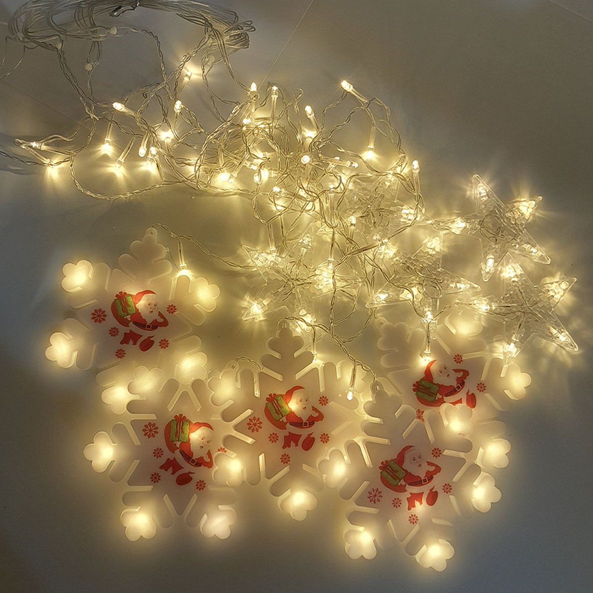 Pisca Cascata Flocos Natal 80 Lâmpadas LEDs Amarelo 3M 220v