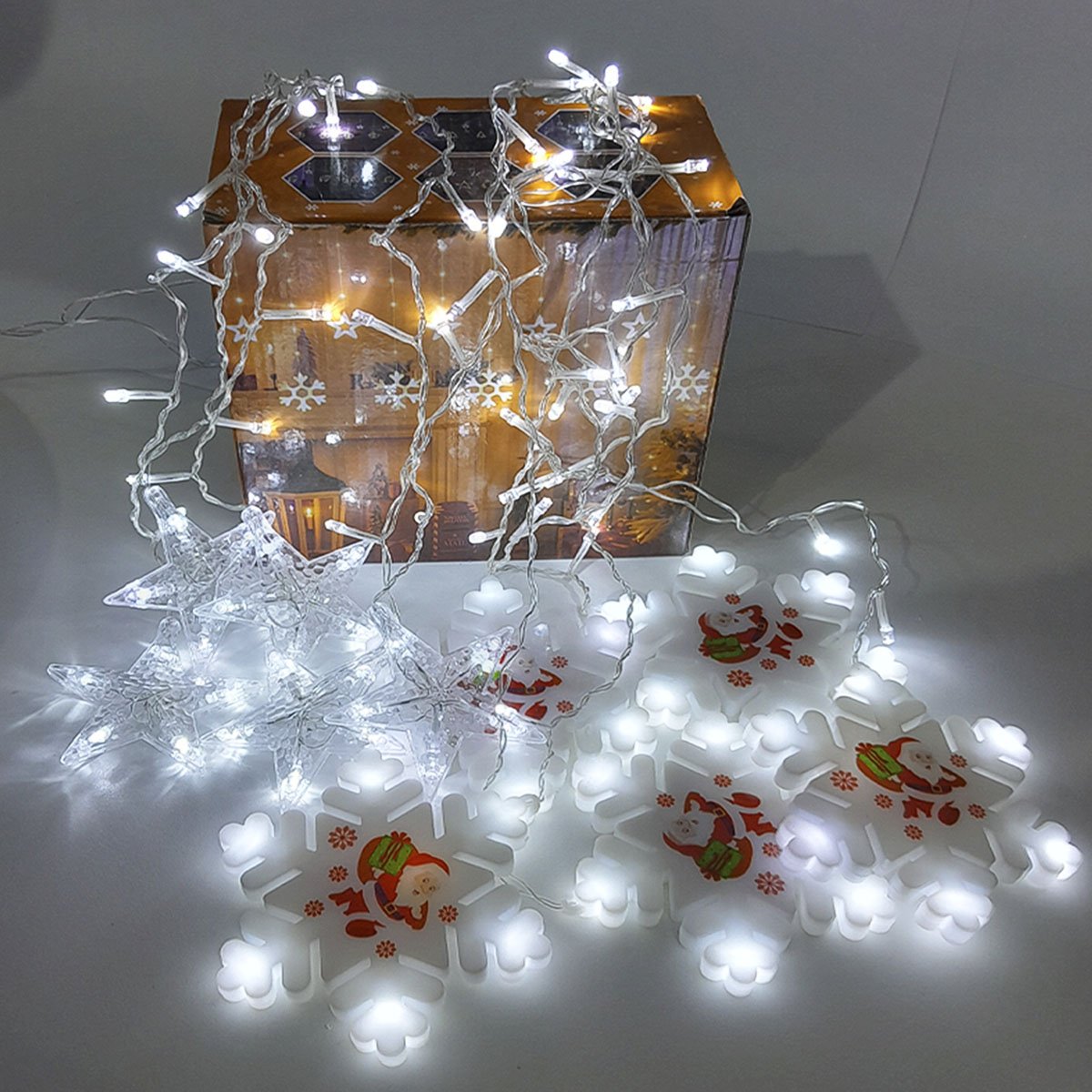 Pisca Cascata Flocos Natal 80 Lâmpadas LEDs Branco 3M 220v