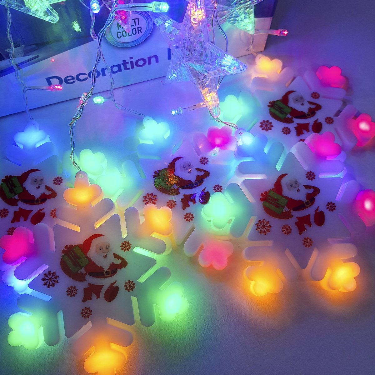 Pisca Cascata Flocos Natal 80 Lâmpadas LEDs Colorido 3M 220v