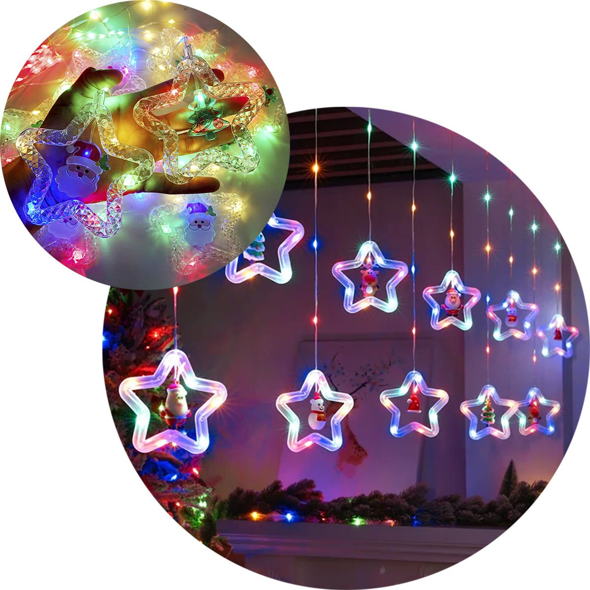 Pisca Cascata Noel Árvore Natal LEDs Colorido 3,5M 110v-220v