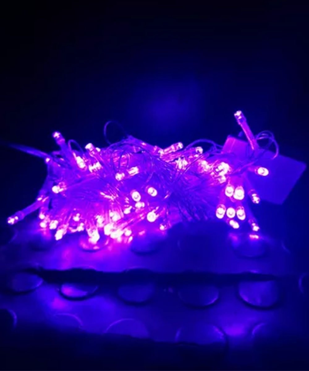 Pisca Cordão 100 Lâmpadas LED Roxo 8 Funções 9 Metros E 220v