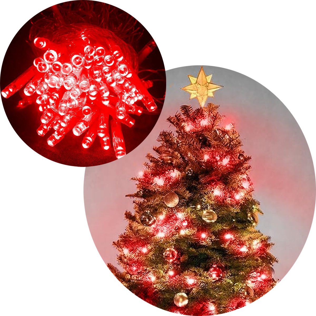 Pisca Cordão 200 Lâmpada LED Vermelho Fio Branco De 220v 17M
