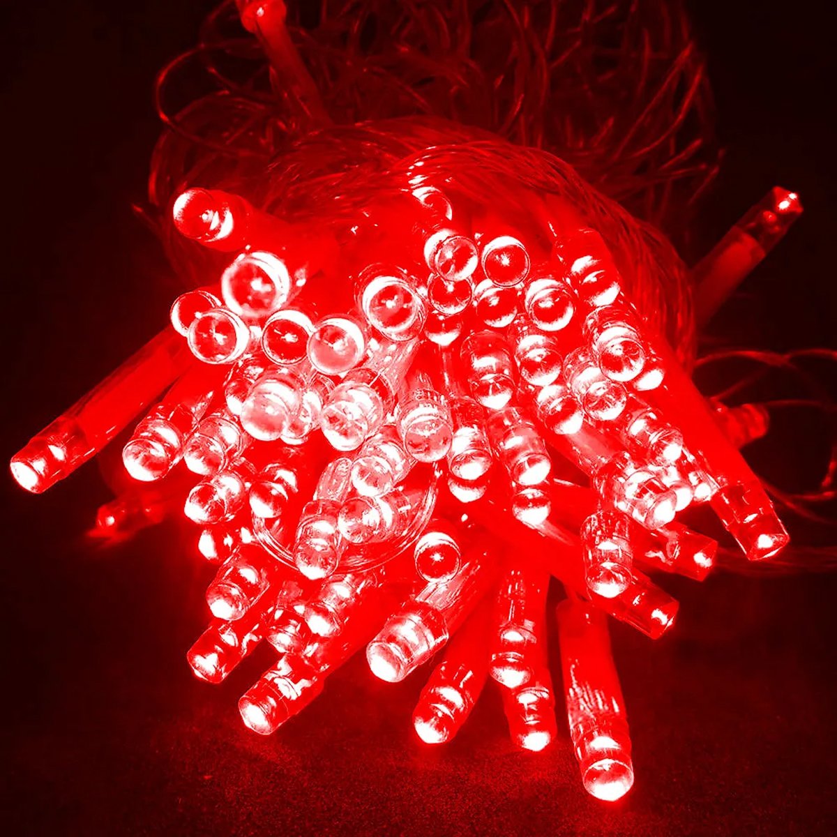 Pisca Cordão 200 Lâmpada LED Vermelho Fio Branco De 220v 17M