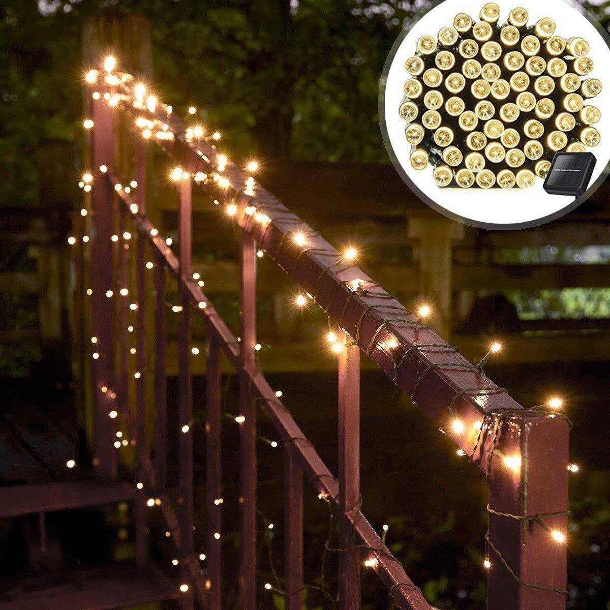 Pisca Cordão 300 Lâmpadas Solar LED Amarelo De Natal De 30m