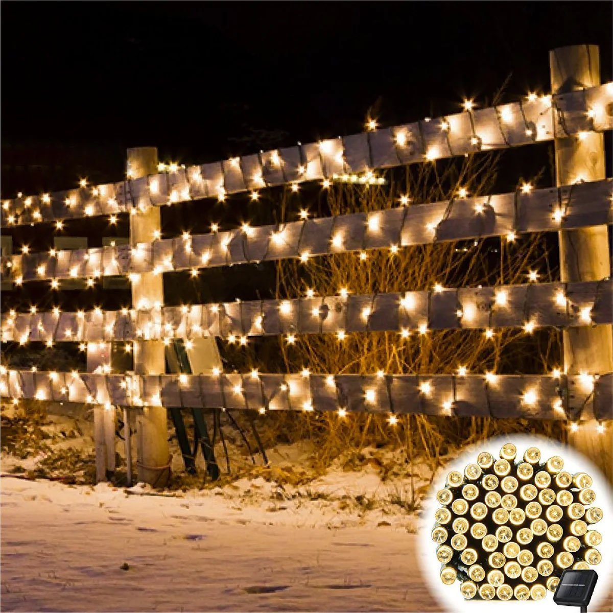 Pisca Cordão 300 Lâmpadas Solar LED Amarelo De Natal De 30m