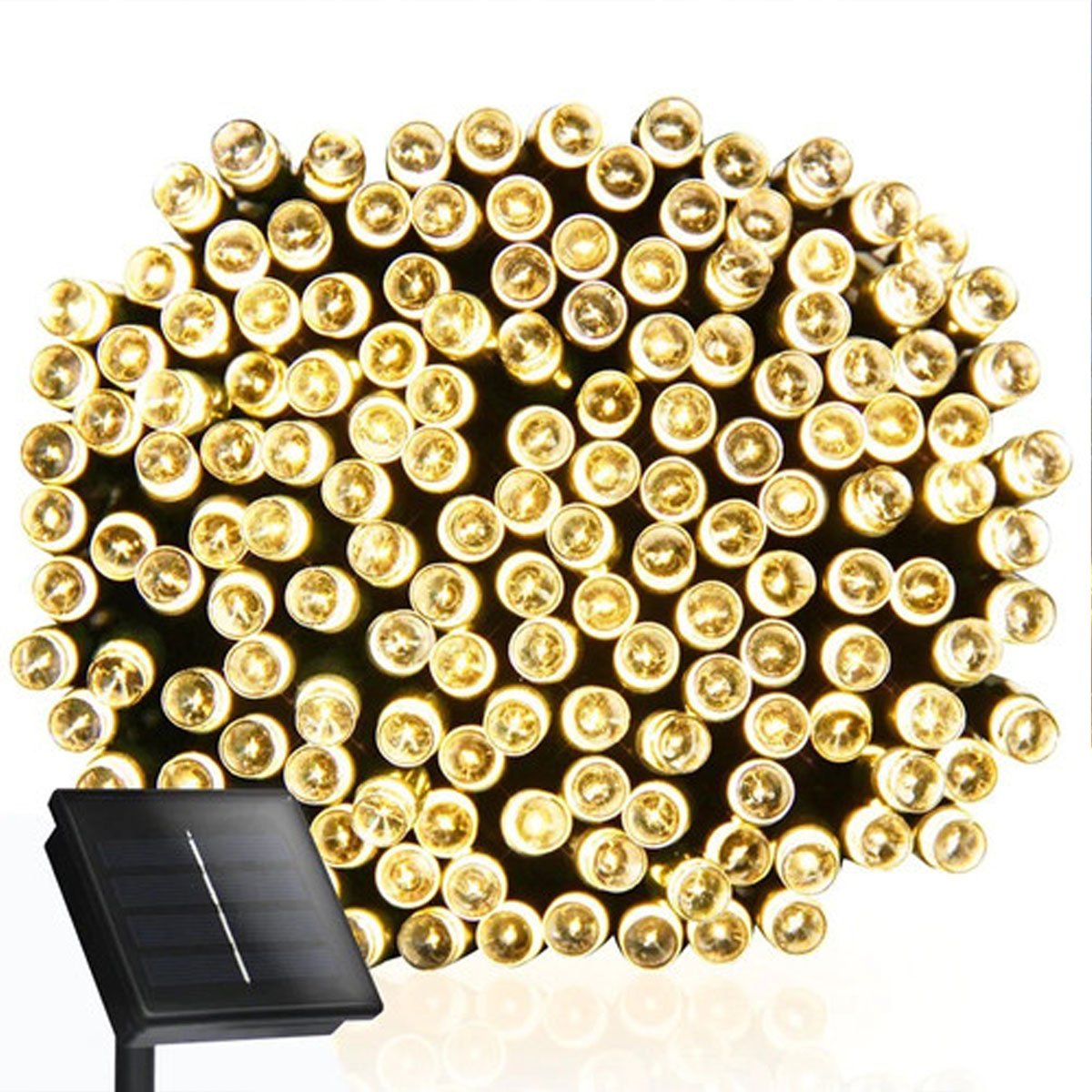 Pisca Cordão 300 Lâmpadas Solar LED Amarelo De Natal De 30m