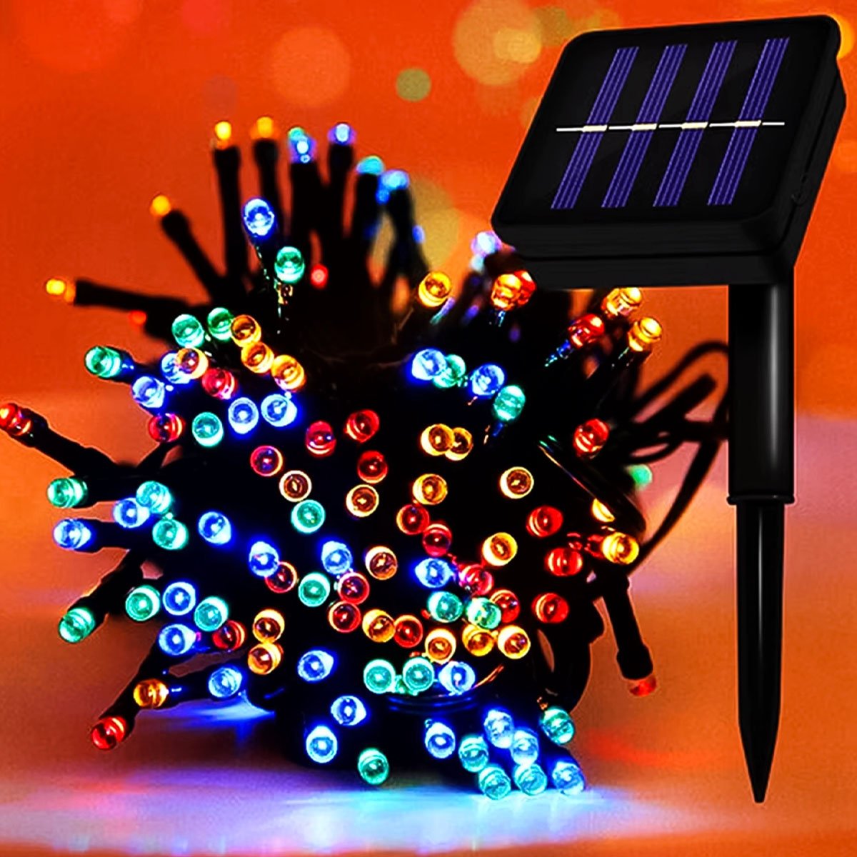 Pisca Cordão 300 Lâmpadas Solar LED Colorido De Natal De 30m