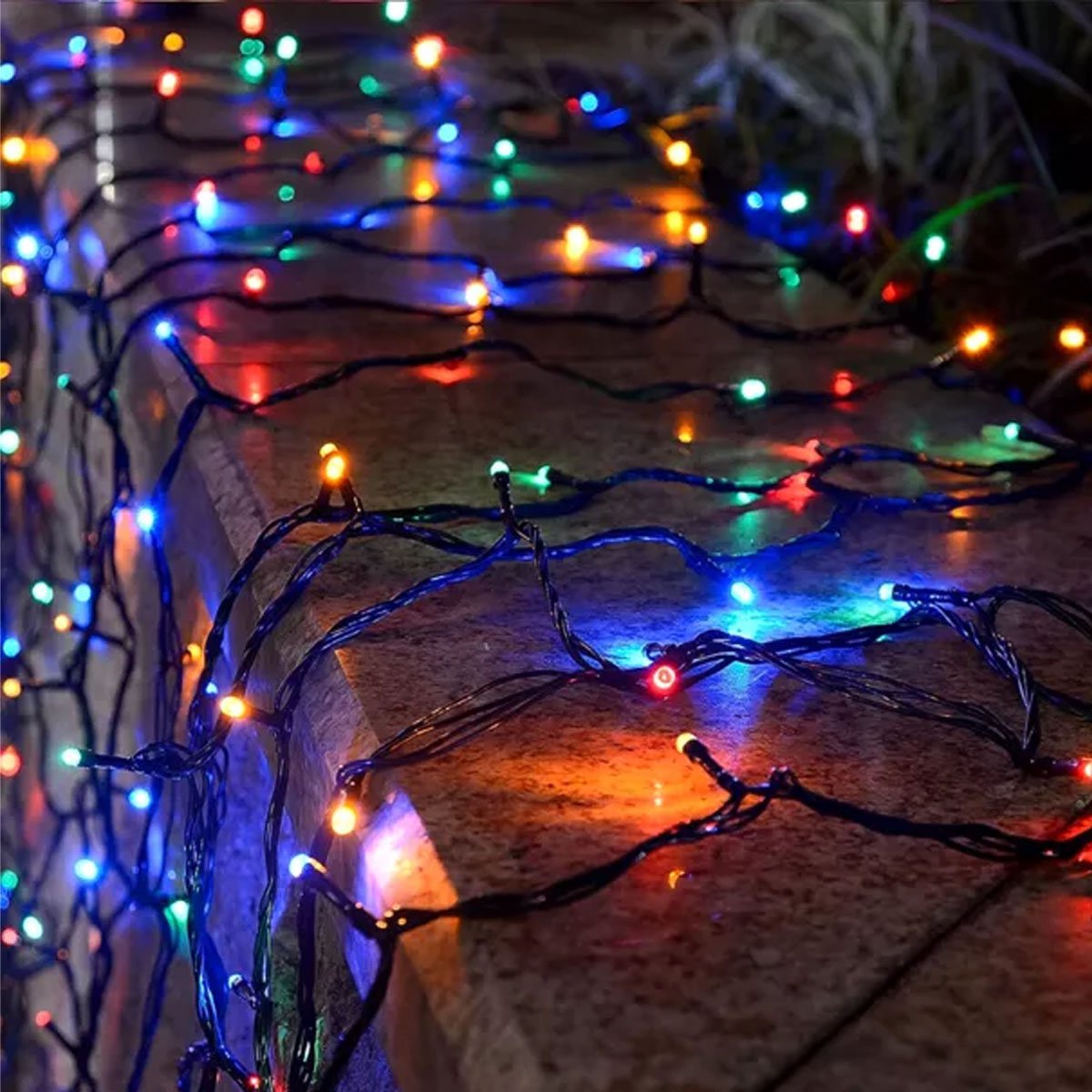 Pisca Cordão 300 Lâmpadas Solar LED Colorido De Natal De 30m