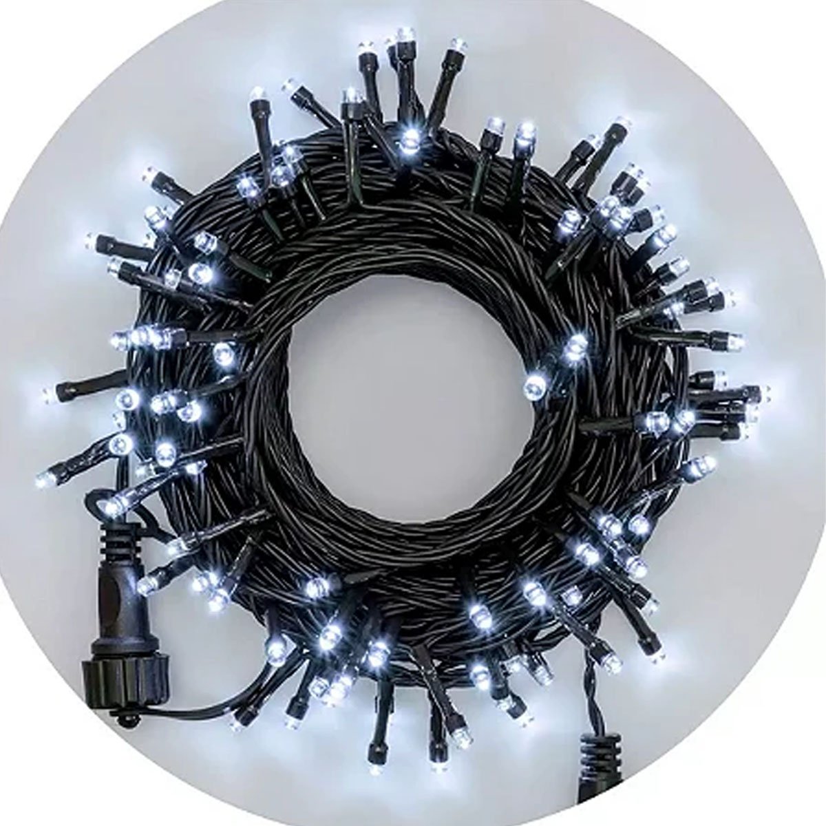 Pisca Cordão 300 Lâmpadas Solar LEDs Branco De Natal De 30m