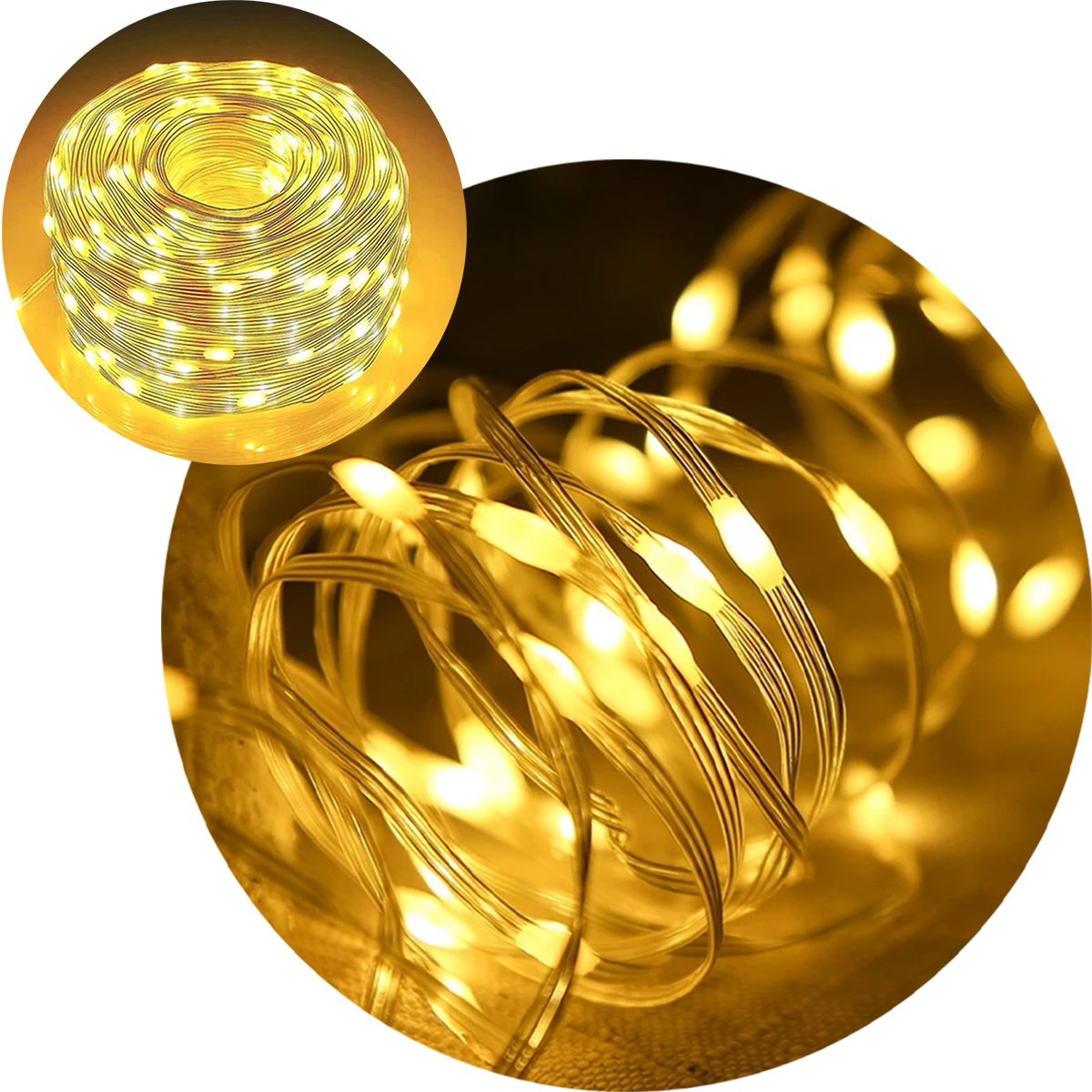 Pisca Cordão De Natal 200 Lâmpadas LEDs Amarelo 20M 110-220v