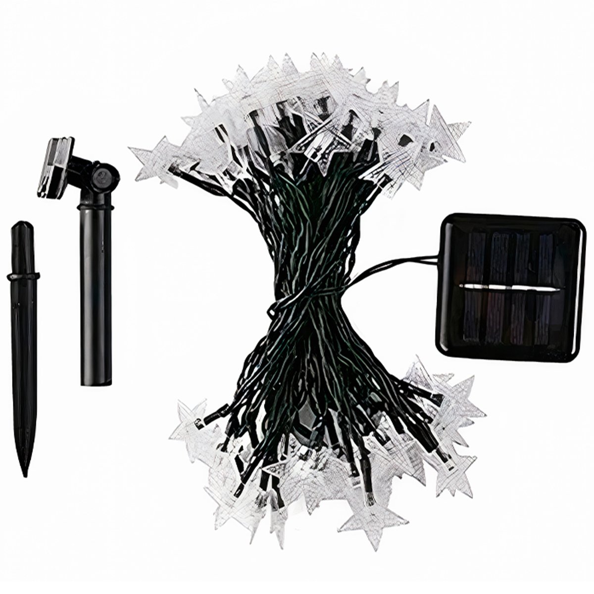 Pisca Cordão Estrelas Solar Externo Jardim 5M 20LEDs Branco