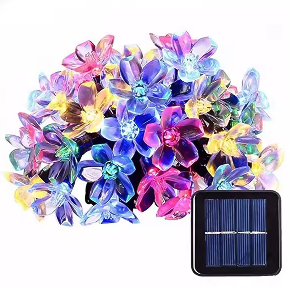 Pisca Cordão Flores Natal Solar Externo 5M 20 LEDs Colorido