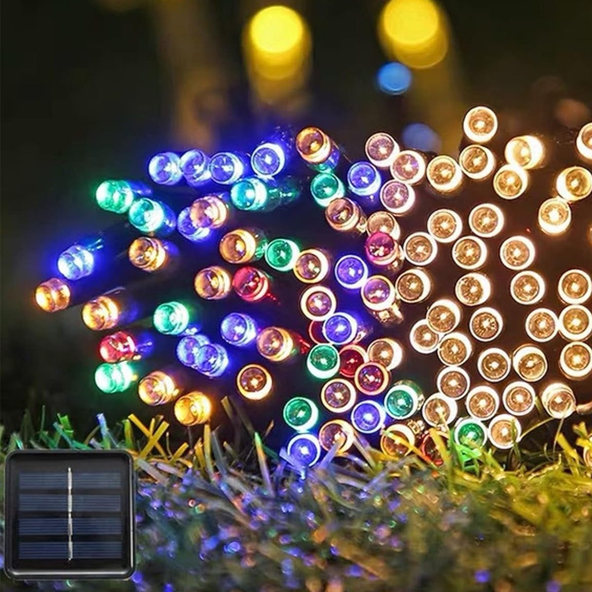 Pisca Cordão Solar Externo De 100 Lâmpadas LEDs Colorido 10M