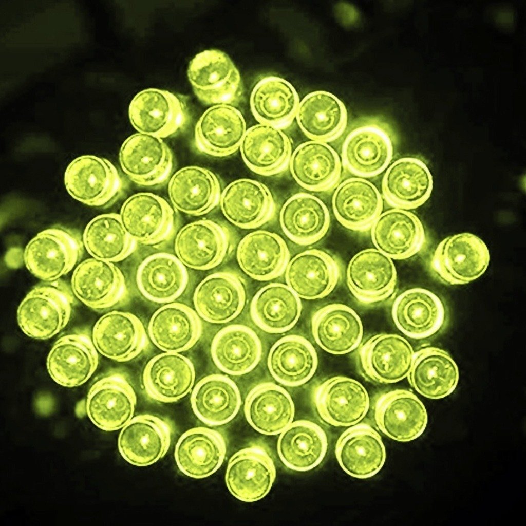 Pisca Cordão Solar Natal LED 100 Lâmpadas Luz Amarela 10m