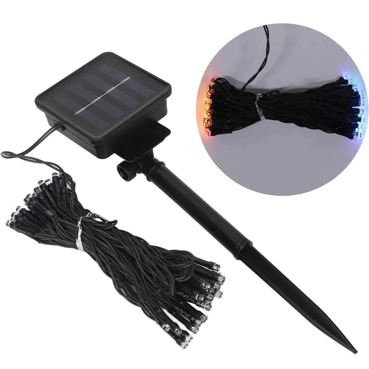 Pisca Cordão Solar Natal LED 100 Lâmpadas Luz Colorido 10m