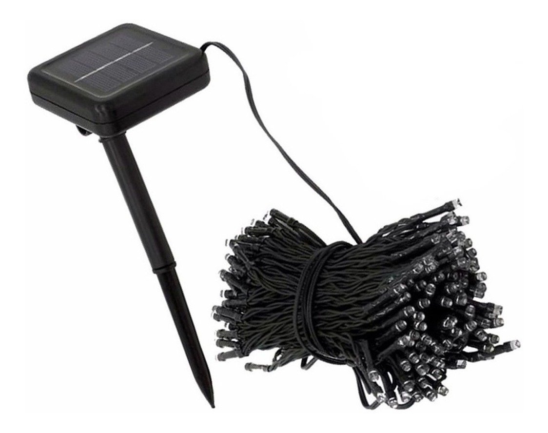 Pisca Cordão Solar Natal LED 100 Lâmpadas Luz Colorido 10m