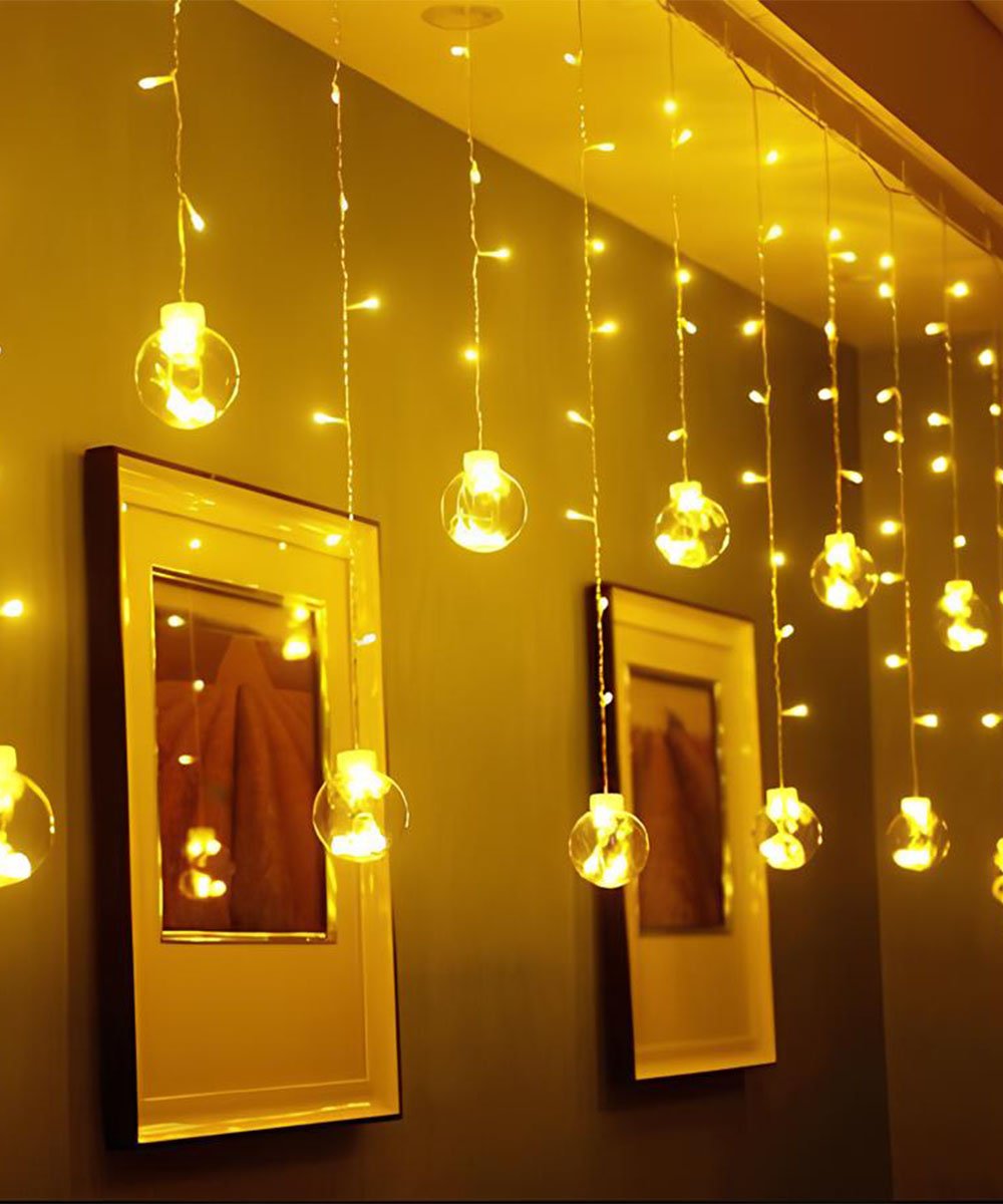 Pisca Cordão Varal Decorativo 12 Lâmpadas Com LED Amarelo 3M