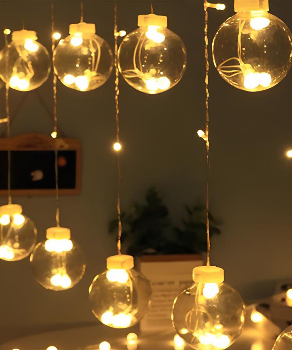 Pisca Cordão Varal Decorativo 12 Lâmpadas Com LED Amarelo 3M
