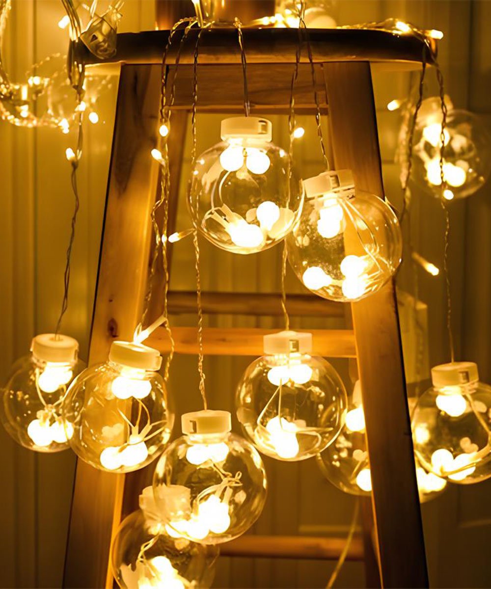 Pisca Cordão Varal Decorativo 12 Lâmpadas Com LED Amarelo 3M