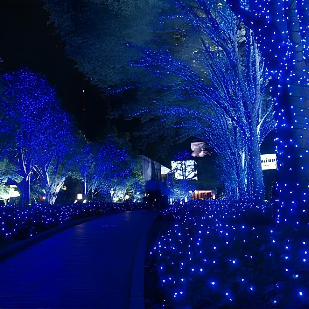 Pisca Cordão Varal Decorativo Com LEDs Azul Redondo 100M