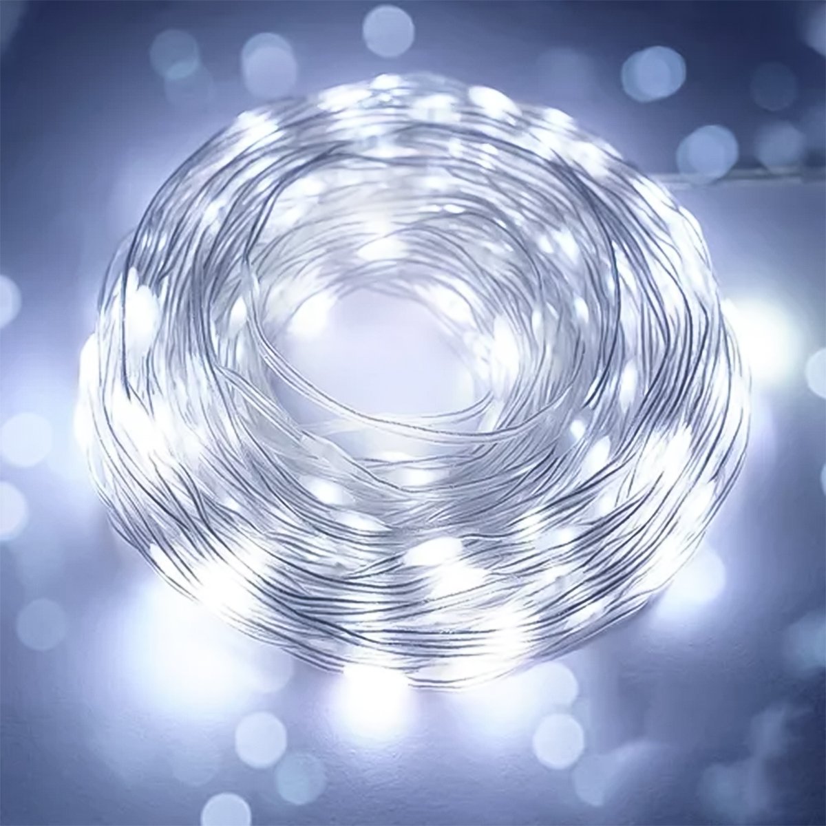 Pisca Cordão Varal Natal Solar 100 Lâmpadas LEDs Branco 10M