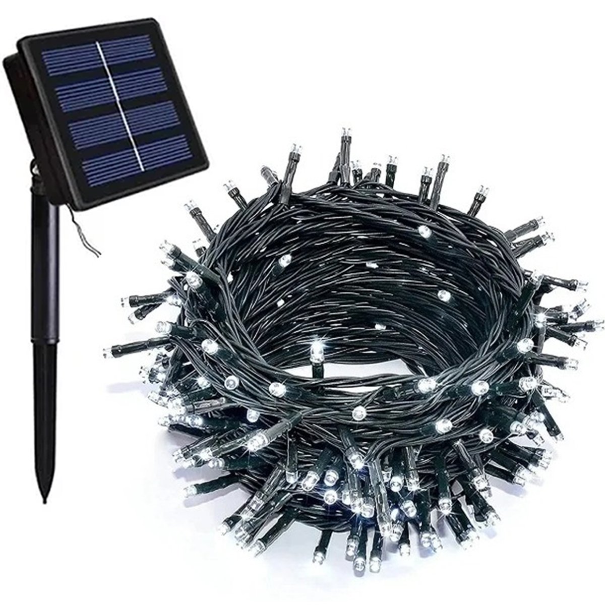 Pisca Cordão Varal Solar Externo 100 Lâmpadas LED Branco 10M