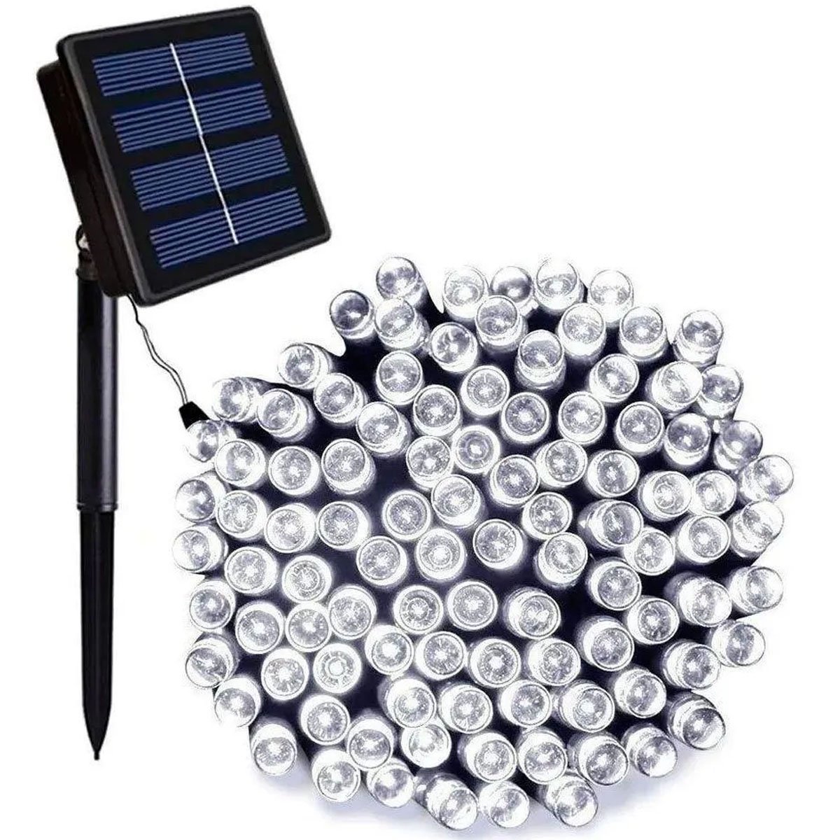 Pisca Cordão Varal Solar Externo 100 Lâmpadas LED Branco 10M