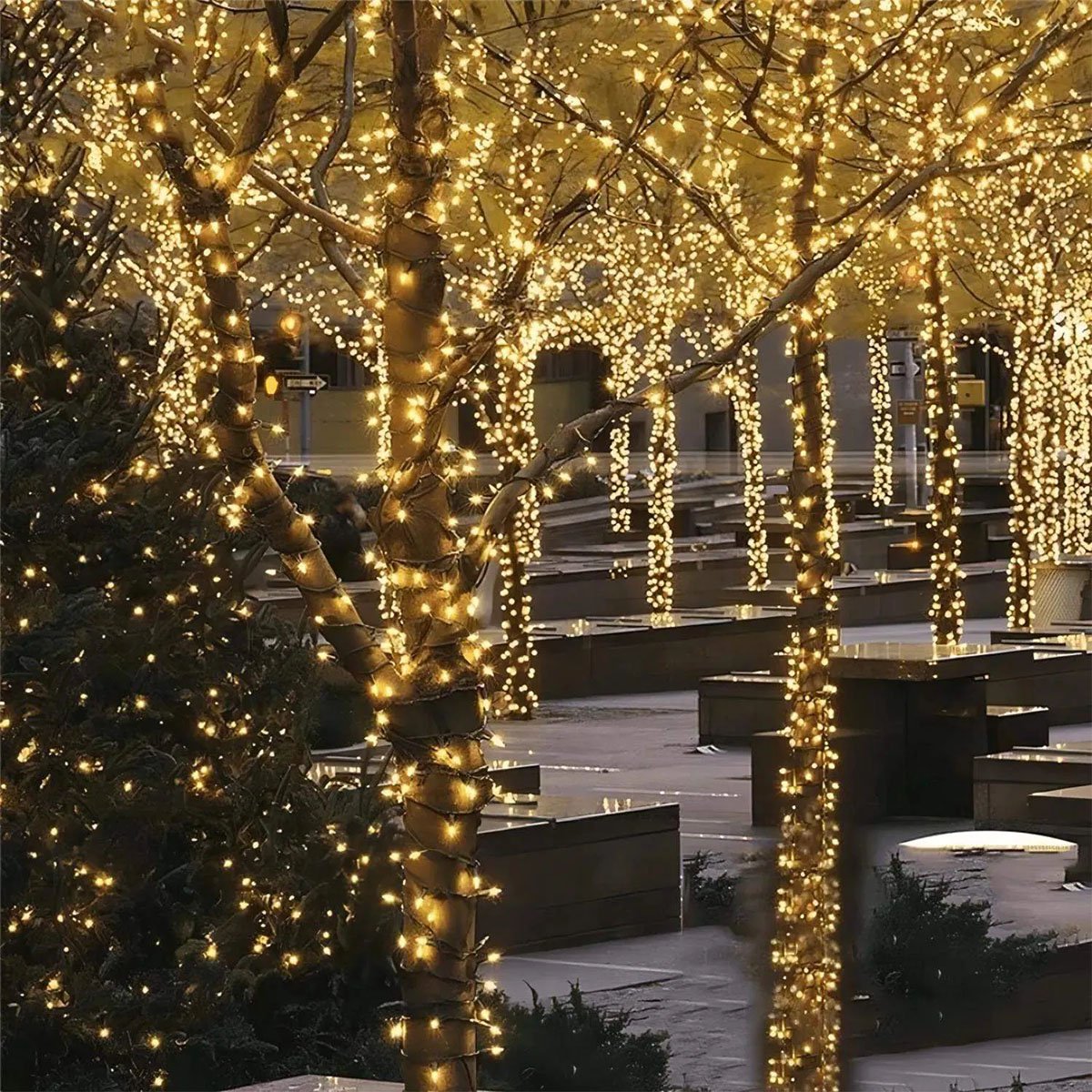 Pisca Cordão Varal Solar Natal 100 Lâmpadas LEDs Amarelo 8M