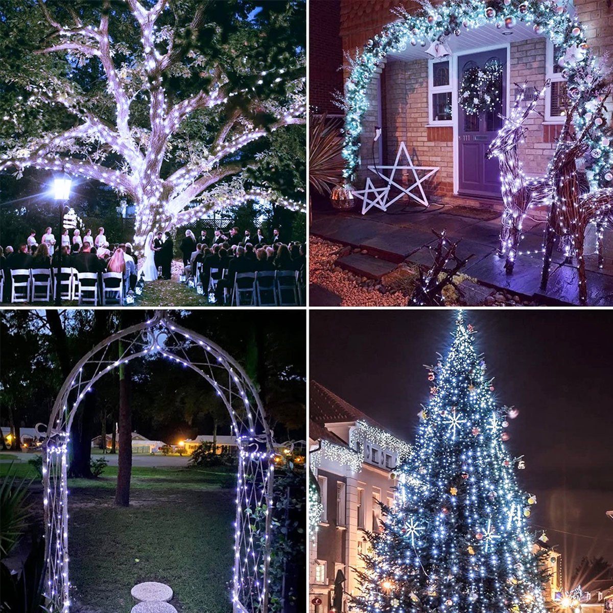 Pisca Cordão Varal Solar Natal 100 Lâmpadas LEDs Branco 8M