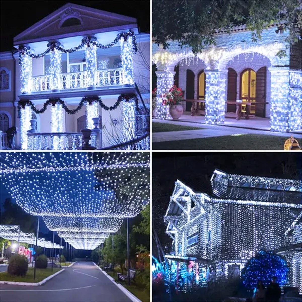 Pisca Cordão Varal Solar Natal 100 Lâmpadas LEDs Branco 8M
