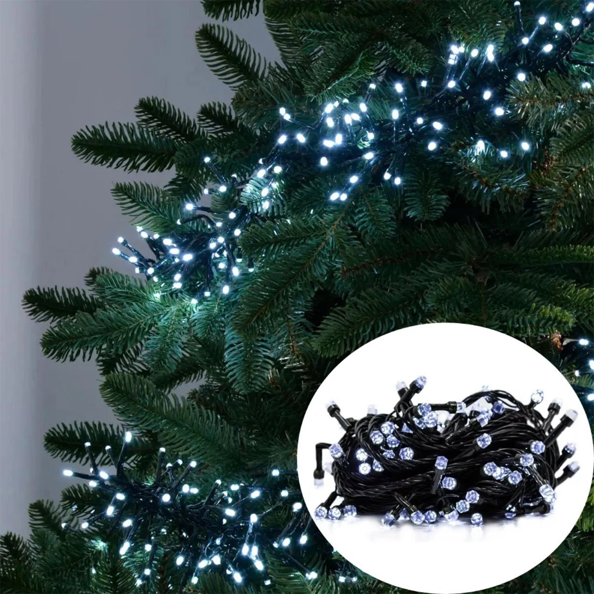 Pisca Cordão Varal Solar Natal 100 Lâmpadas LEDs Branco 8M
