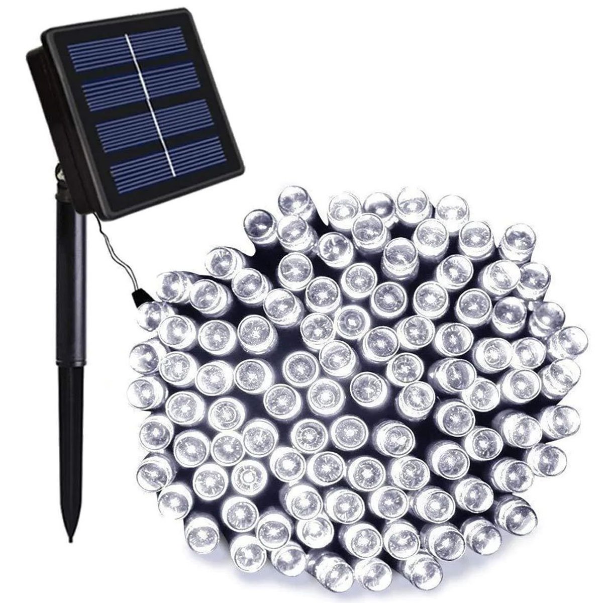 Pisca Cordão Varal Solar Natal 100 Lâmpadas LEDs Branco 8M