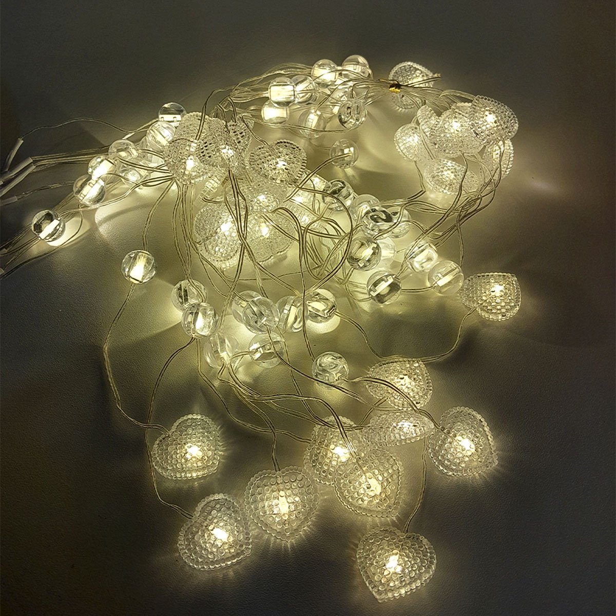 Pisca Cortina Corações Natal 80 Lâmpadas LED 3x1M 110-220v Amarelo
