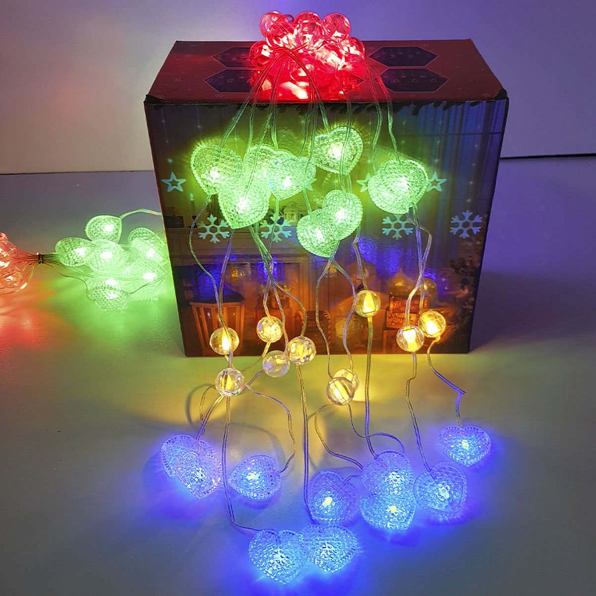 Pisca Cortina Corações Natal 80 Lâmpadas LED 3x1M 110-220v Colorido