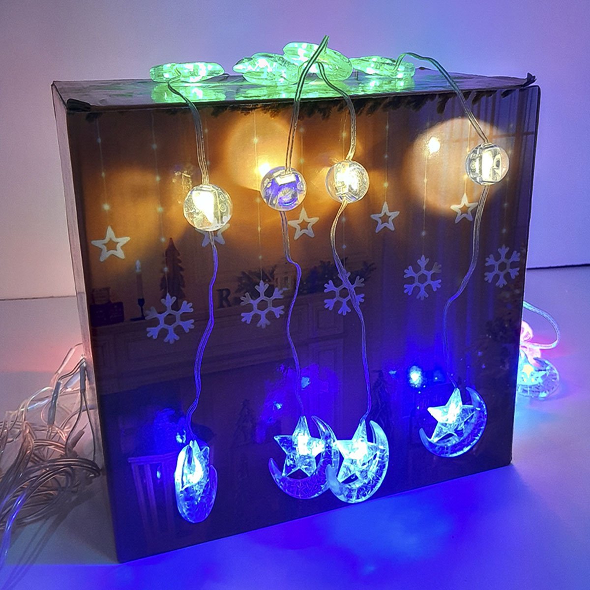 Pisca Cortina Estrelas Natal 80 Lâmpadas LEDs 3x1M 110-220v Colorido