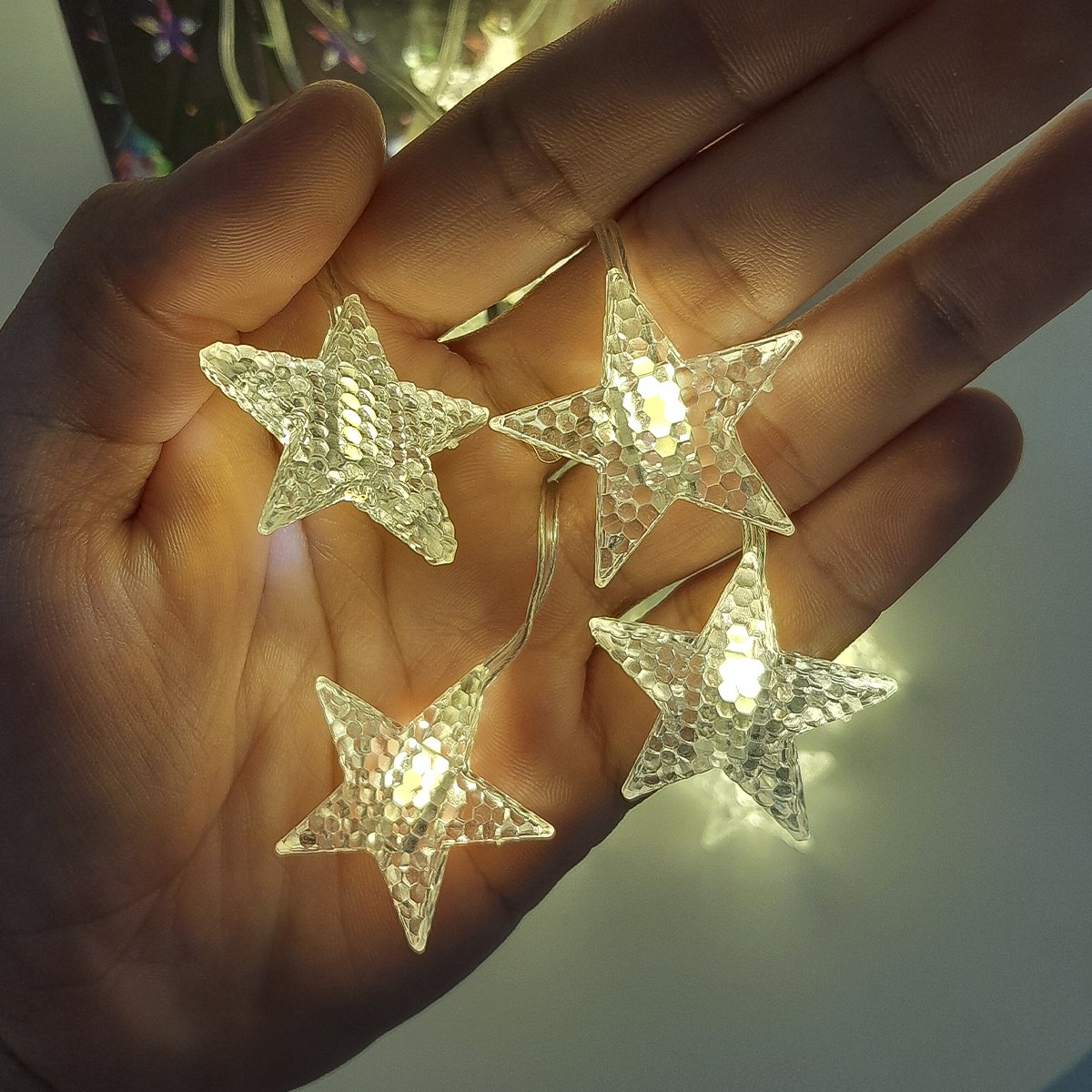 Pisca Cortina Estrelinhas Enfeite Natal 80 LED 3x1M 110-220v Amarelo