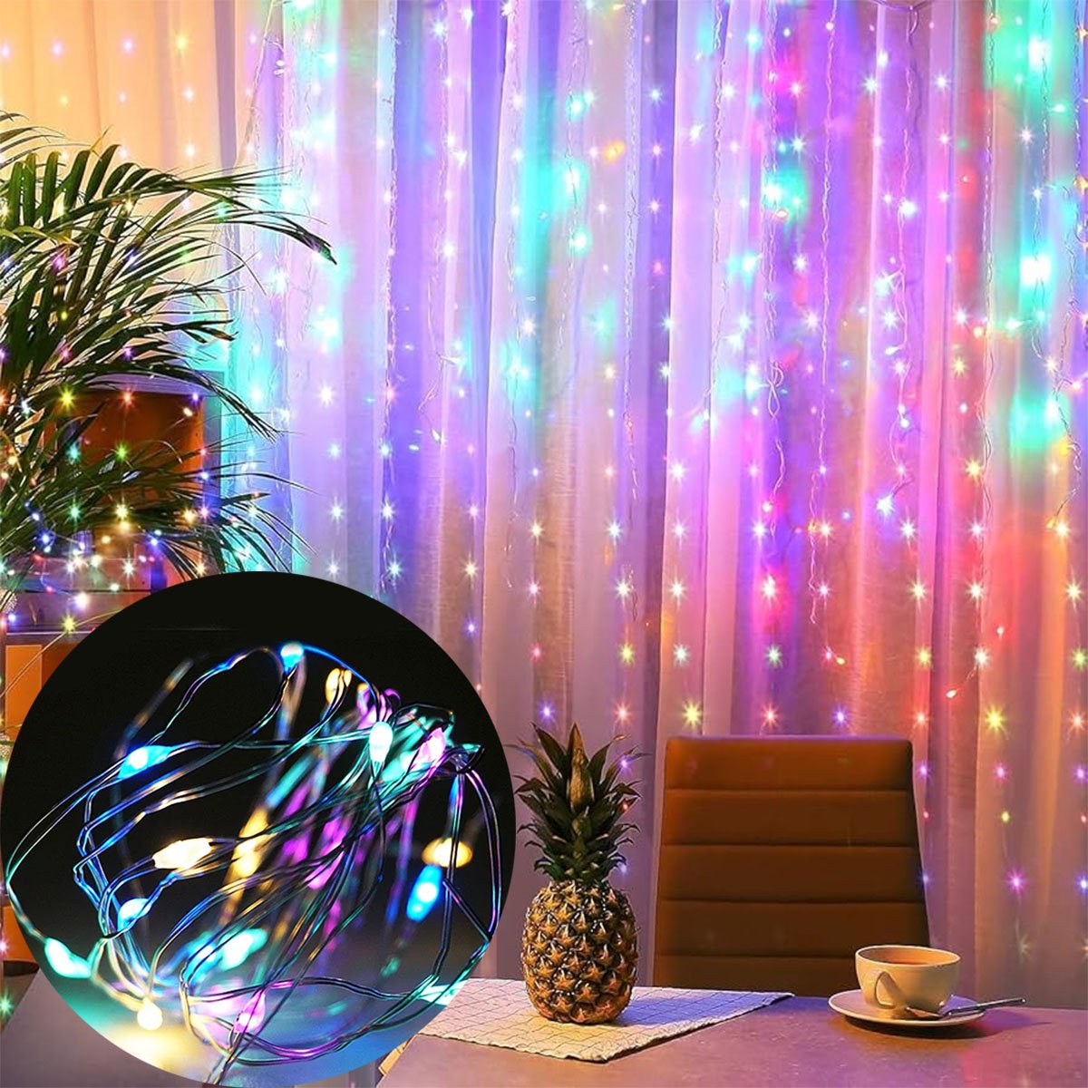 Pisca Cortina Natal 240 Lâmpadas LEDs Colorido 3x2M 110-220v