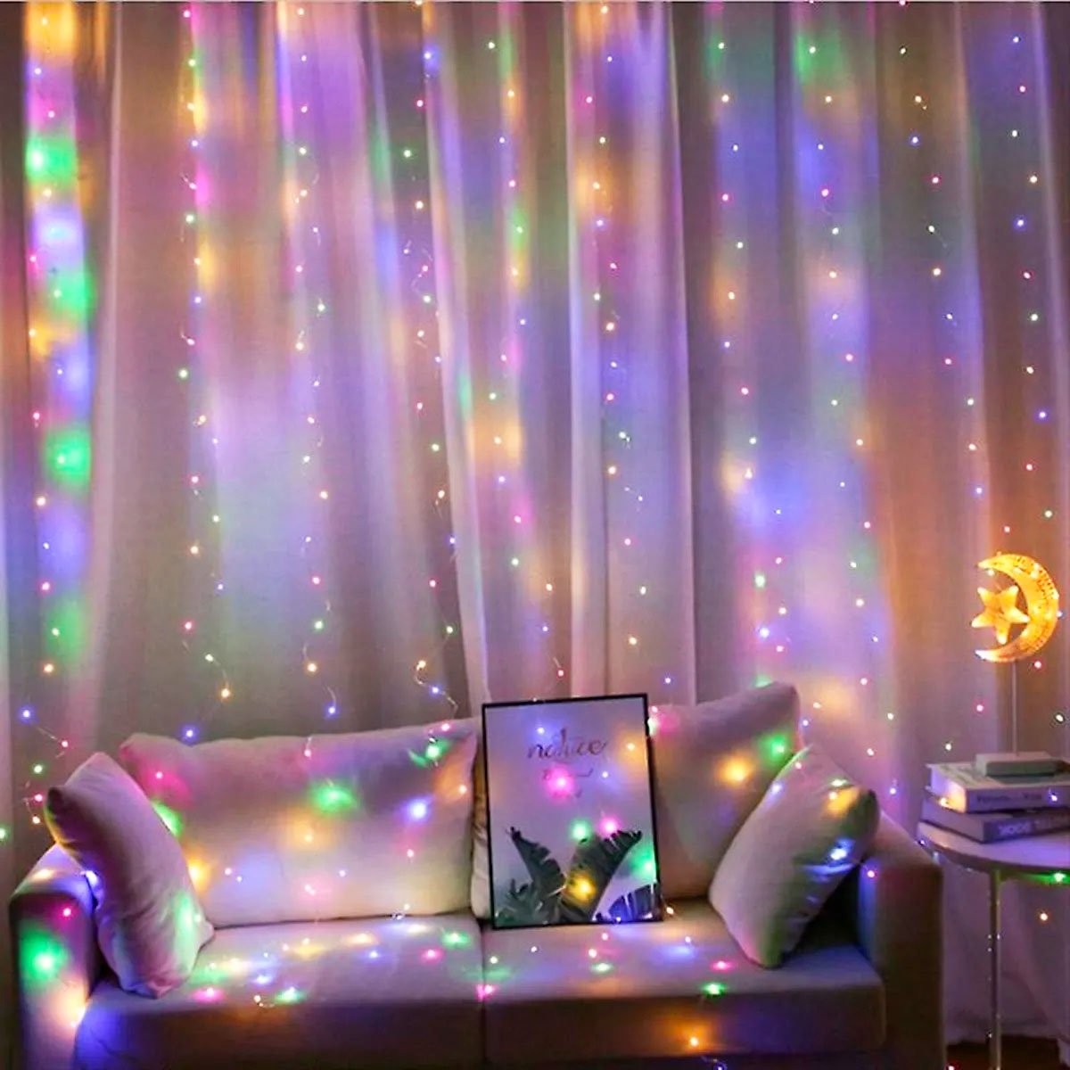 Pisca Cortina Natal 280 Lâmpadas LEDs Colorido 3x3M 110-220v