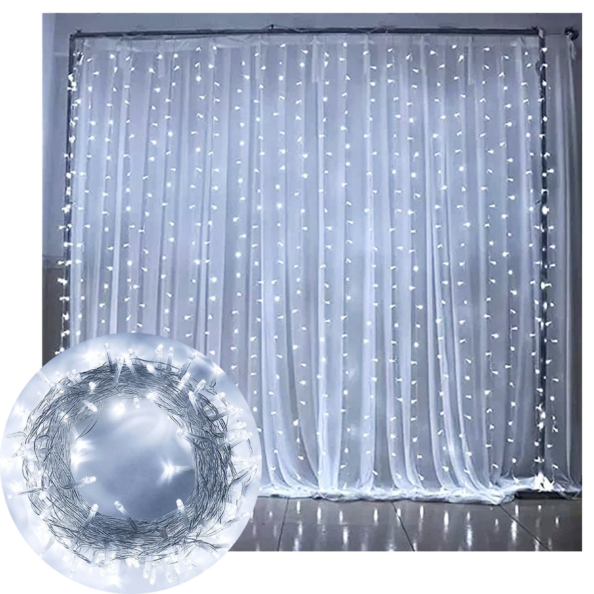 Pisca Cortina Natalina 320 Lâmpadas LEDs Branco De 3x2M 220v