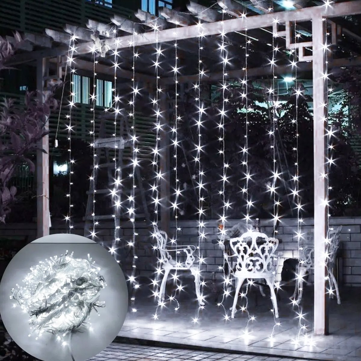Pisca Cortina Natalina 320 Lâmpadas LEDs Branco De 3x2M 220v