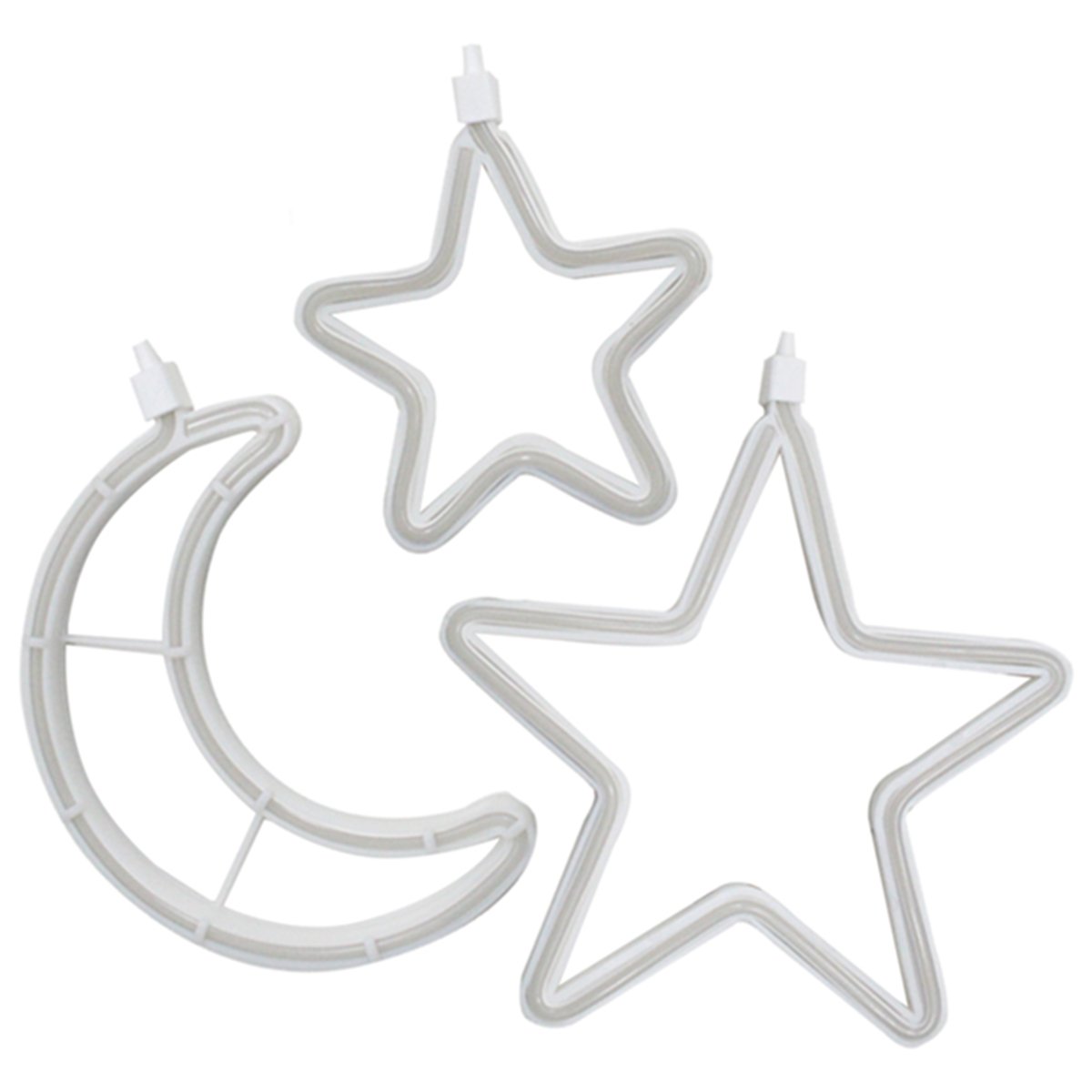 Pisca Cortina Varal LEDs Amarela Estrelas Luas Natal De 2,5M