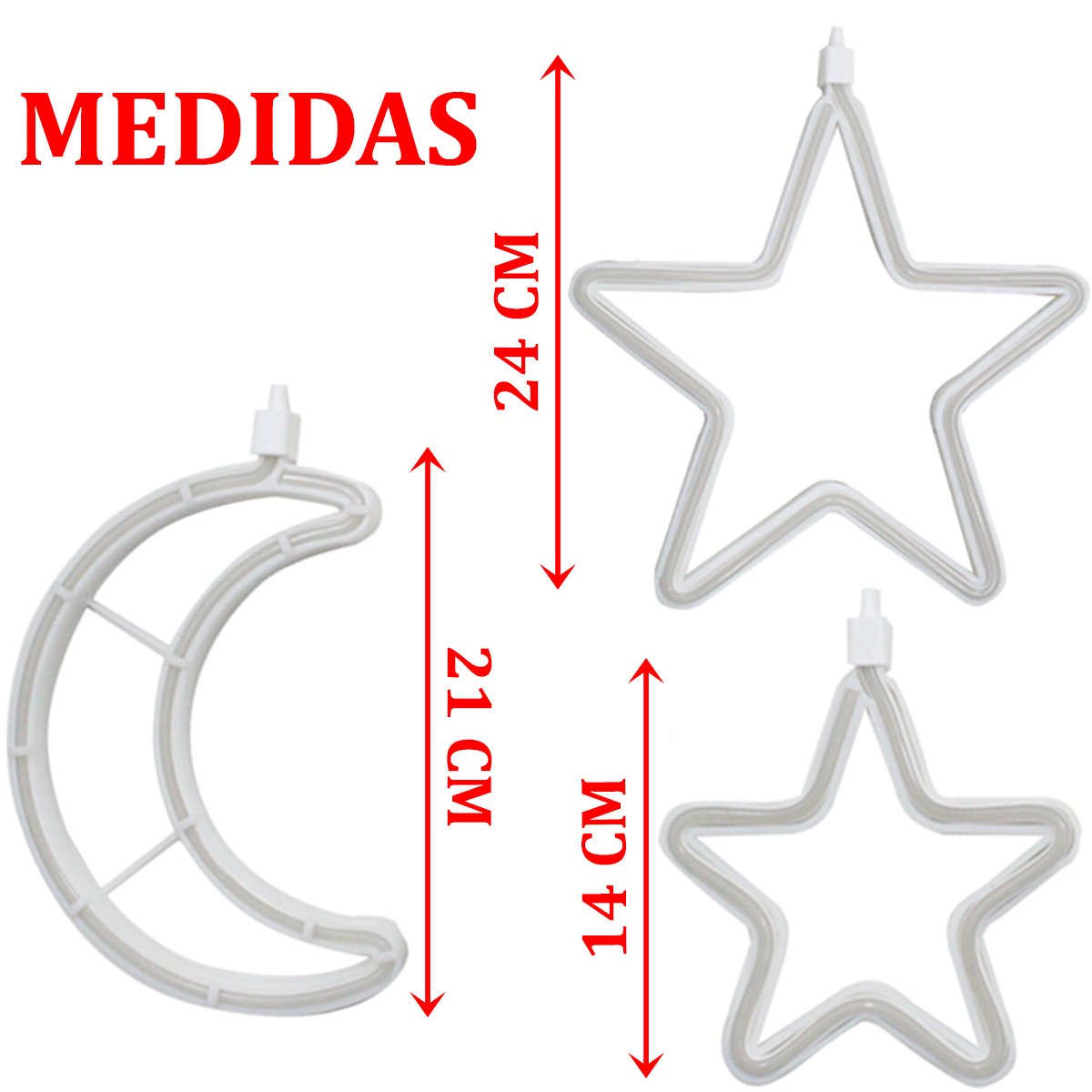 Pisca Cortina Varal LEDs Amarela Estrelas Luas Natal De 2,5M