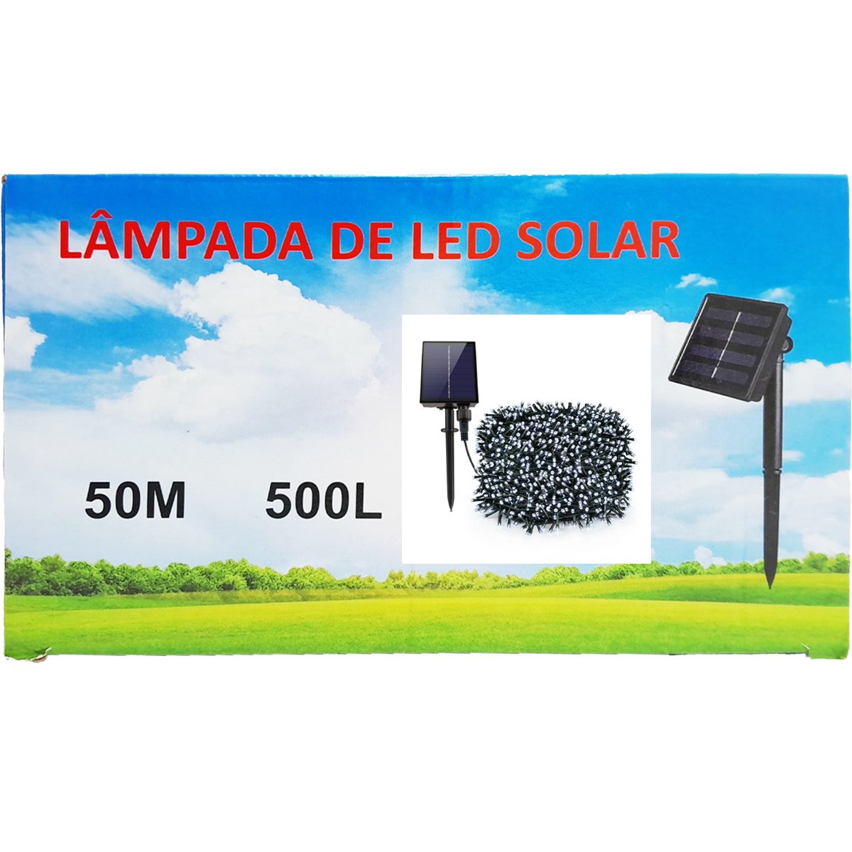 Pisca Fio De LEDs Solar 500 Lâmpadas Decoração Externa 50m
